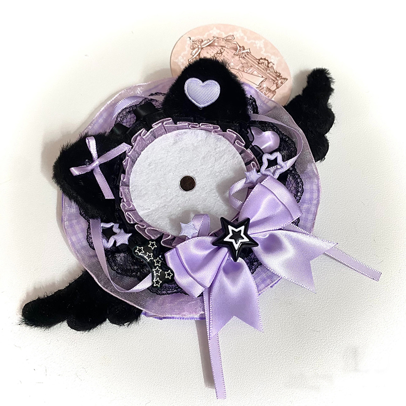 Black Plush Cat Ear Round Lace - Unique Anime Merchandise ulasan dan harga
